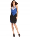 The colorblock trend gets a feminine makeover from INC. This elegant dress features alluring cutouts at front and back!