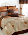 Step into autumn. An enchanting array of leaves and luxuriant textures in earthy orange, tan and brown hues come together in this jacquard woven Henley comforter set for a warm and enticing appeal. This comprehensive sets will keep you cozy on cool fall nights and includes all the components you need for a complete room transformation.