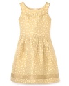 Her fairy tale event begins in this dazzling Juicy Couture sleeveless dress featuring a shimmering jacquard heart print on a ladylike silhouette.