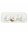 Spring is perpetually in season with the Butterfly Meadow hors d'oeuvres tray and dip bowls. Colorful blooms and butterflies mingle on beautiful white porcelain with an ultra-sweet message: Live Well, Laugh Often, Love Much. Qualifies for Rebate