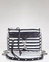 Blue and white come about in Rebecca Minkoff nautically striped shoulder bag. Get decked--this bag gives wardrobe classics a contemporary spin.