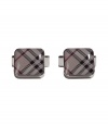 The distinctive logo check print informs these sophisticated cufflinks from Burberry London - Square shape, enamel check print - Perfect for your dressed up looks or as a thoughtful gift