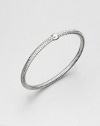 A simple, yet beautiful design with a single bead on a textured mesh bangle. 18k white goldLength, about 7Slip-on designMade in Italy 