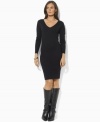 Lauren by Ralph Lauren's classic sweater dress is knit in ultra-soft merino wool for season-spanning style.