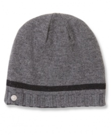 Two looks for the price of one: Tommy Hilfiger designs a reversible beanie that goes gray to black-and back again.