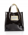 Patently chic, this black-and-gold patent PVC signature tote from Macy's private label features high-gloss style.