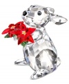 A bunny with a bouquet, this adorable figurine sparkles in faceted Swarovski crystal. Red poinsettias play up the Christmas cheer in a collectible that charms year-round.