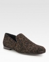 A timeless loafer style in leopard-printed suede for a dapper finish to any well-dressed ensemble.Suede upperLeather liningPadded insoleLeather soleMade in Italy