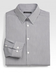 A neatly striped dress shirt tailored from crisp, lightweight cotton with a hint of stretch, pairs effortlessly with your suiting staples for impeccable office style.Button-frontPoint collar72% cotton/23% nylon/5% lycraDry cleanImported