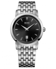 An ultra-slim timepiece, crafted in sleek stainless steel, from fashion icon Hugo Boss.