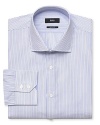 The small alternating stripe pattern of this quality cotton dress shirt pairs well with an assortment of ties, giving your workday wardrobe plenty of versatility.