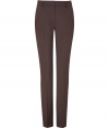 Elegant trousers in fine mocha-brown wool with a feminine fit - Gorgeous and fashionable - Great alternative to classic black in the office - Features a fitted cut with a straight leg, creases and belt loops - Perfect business trousers for everyday use - Wear with the matching blazer and heels or flats