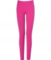 Perfect for adding a burst of color to your outfit, Ralph Laurens bright stretch pants are both flattering and easy-to-pair - Engraved metal logo plaque at hip, back seams, pulls on - Form-fitting - Wear with comfy knit tops and flats, or feminine silk blouses and heels