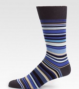 Masculine, multicolored stripes adorn this wardrobe essential shaped in a soft Italian cotton blend.Mid-calf height80% cotton/20% polyamide Machine washImported of Italian fabric