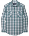 Worn solo or paired under your favorite sweater, this American Rag plaid is a great addition to your shirt collection.