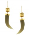 Safari-suitable style. Incorporate a little jungle fever into your look with Vince Camuto's small natural horn drop earrings. Crafted in gold-plated mixed metal with a trendy pyramid stud detail. Approximate drop: 2-3/4 inches.