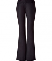 Super stylish low-rise flared leg pant - These sleek poly-wool-blend pants are flattering and on-trend - Long and lean silhouette and of-the-moment flared leg - Pair with a tie-neck blouse and platform heels for a 1970s look - Style with a t-shirt, blazer, and high heels