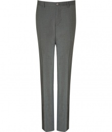 These classic trousers bring sophisticated flair to your stylish workweek look - Modern slim fit, front zip and button closure, two front pockets, two back welt pockets with button - Style with a cashmere pullover or matching blazer, and dress shoes