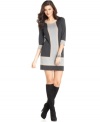 Bold colorblocking and a cozy fabric make this petite sweater dress from Spense perfect for chilly days.