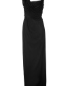 Luxurious evening dress in black viscose - A sexy fit that hugs the wearers body - Subtle draping and folds make this dress a glamorous, grand event gown - Wide straps, adorned on one side with decorative stones - High waisted, floor-length skirt, the cut is slim, magically makes a dreamy slim, statuesque silhouette - A dream of a dress perfect for a grand entrance - With silver or gold sandals and a clutch in the same color