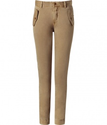 Stylish pants made ​.​.of fine, beige-brown cotton - Trendy chino cut with a slim leg and flap pockets - Casual, trendy, and crazy comfy, just a great alternative to jeans - A style dream, wear these pants in the office with a chic blouse, blazer and pumps - and for leisure with a cashmere pullover and ballerinas or boots