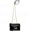 A mini version of the must-have Harper silhouette, this Diane von Furstenberg crossbody bag will update your cocktail-ready look - Front flap with magnetic snap closure, back slit pocket with hidden magnetic snap, lip-shaped mirror attached to handle, chain detailed shoulder strap, red interior, inside zippered back wall pocket, back logo detail - Pair with a flirty frock and heels