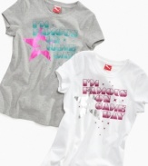 A cute graphic on front makes this breezy tee from Puma a sweet style that stands out.