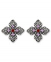 Sweet studs reminiscent of springtime. Crafted in sterling silver, Genevieve & Grace's four-petal earrings feature round-cut amethyst (1 ct. t.w.), garnet (1/5 ct. t.w.) and glittering marcasite in sterling silver. Earrings feature a clip-on backing for non-pierced ears. Approximate diameter: 1-1/8 inches.