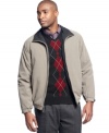 Comfortable warmth will be on hand at all times with this microfiber jacket from Perry Ellis.