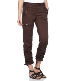 A new way to wear cargos, from INC. Pull the drawstring legs up or down on these utility-inspired pants!