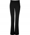 Luxurious pants made ​.​.of fine black wool stretch - New elegant silhouette, slim with slightly flared legs - High waisted fit and flat front - Side zip - A classic AND modern look that works great for the office, leisure and evenings - Looks grown up, professional and dressy - A basic piece, suitable for blouses, tops, cardigans