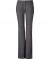 Luxurious pants made ​.​.of fine, grey synthetic and viscose - Particularly comfortable, thanks to the stretch content - Cut straight, slim and stylish - Waistband with belt loops - Looks classy and serious, can be worn for all business and evening occasions