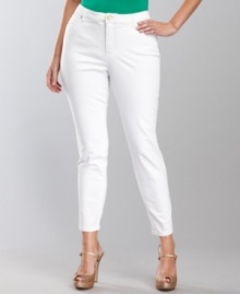 Ankle-length jeans freshen up any wardrobe. INC's plus size version features a bright, classic white wash and a touch of stretch for a great fit.