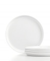 Keep the table and kitchen clean with Stakks dinnerware. The dishes from Tabletops Unlimited include these white porcelain salad plates for everyday use, in a shape designed for efficient stacking and storage. Ideal for apartment living!