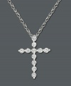 Give her the ultimate gift of faith, with some serious sparkle. This beautiful cross pendant features certified near colorless round-cut diamond (1/4 ct. t.w) in a shining 14k white gold setting. Approximate length: 18 inches. Approximate drop: 5/8 inch.