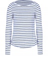 Destined to be your favorite casual go-to, A.L.C.s striped cotton top is as comfy as it is cool - Boat-neckline, seamed long sleeves, shirttail hemline - Fitted - Wear with a cashmere cardigan, skinnies and flats