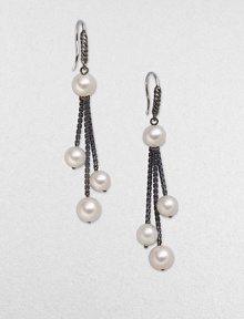 From the Midnight Pearl Collection. A simply chic design with a chains of box links and freshwater pearls to create a beautifully crafted style. Blackened sterling silverFreshwater pearlsLength, about 2Hook backImported 