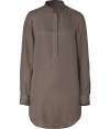 A modern update of the classic shirt dress, this chic version from See by Chloe will add instant style to your office-ready look - Stand collar, concealed front button placket, long sleeves with banded cuffs, curved hem, relaxed silhouette - Wear with an oversized cardigan and platform booties