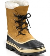 This rugged all-weather boot from Sorel keeps you warm and dry under any conditions, with a rubber shell toe and sides, waterproof leather upper and cozy sherpa cuff.