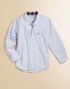 An all-boy version of a shirt dad might wear, in pastel stripes with classic dress-shirt details.Button-down collarButton placketPatch chest pocket with embroidered logoLong sleeves with button cuffsCottonMachine washImported Please note: Number of buttons may vary depending on size ordered. 