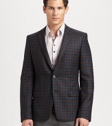 An impeccably tailored single-breasted style, crafted from light check-print cotton.Notched-collarDouble-button frontTriple-button cuffsFlap pocketsCottonDry cleanImported