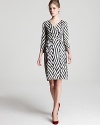 Traditional herringbone transforms into a completely fresh idea in this essential silk jersey DIANE von FURSTENBERG dress.