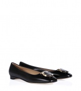 Classic and undeniably sophisticated, these leather logo ballet flats will elevate your casual look - Distinctive logo front details, pilgrim-style square toe, study small heel - Wear with cropped trousers and a button down or a floral mini-dress