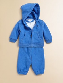 Perfectly coordinated for casual, athletic style, this sporty ensemble features a long sleeved cotton bodysuit