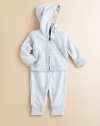 A tracksuit set tailored in classic velour features check lining at the hood.Attached hood with classic check liningZip-front styleFront kangaroo pocketMatching pants with elastic waistCottonMachine washImported