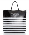 Black and white and known the world over: Macy's glossy high-contrast tote is the perfect shopping companion.