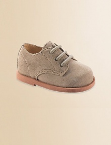 Dress uniform oxfords for the little man in classic dirty buck suede. Suede upper Topstitched details Spot clean Imported