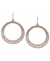 Round and resplendent. These drop earrings from Vince Camuto dazzle with baguette-cut glass stones along the circular silhouette. Crafted from rose gold-tone mixed metal. Approximate drop: 2 inches.