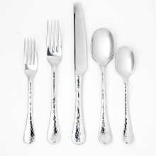 Lafayette is a beautiful rendition of the hand hammered flatware of the colonial period. The 45-pc. set inlcudes service for 8, plus a 5-pc hostess set.