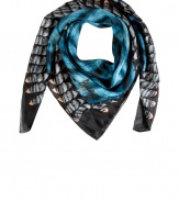 Work a cunning edge into your Downtown looks with London It-label Vassilisas tail printed silk scarf - Super soft pure silk, large square shape - Wear bandana style and pair with everything from jeans and leather jackets to fitted sheaths and blazers